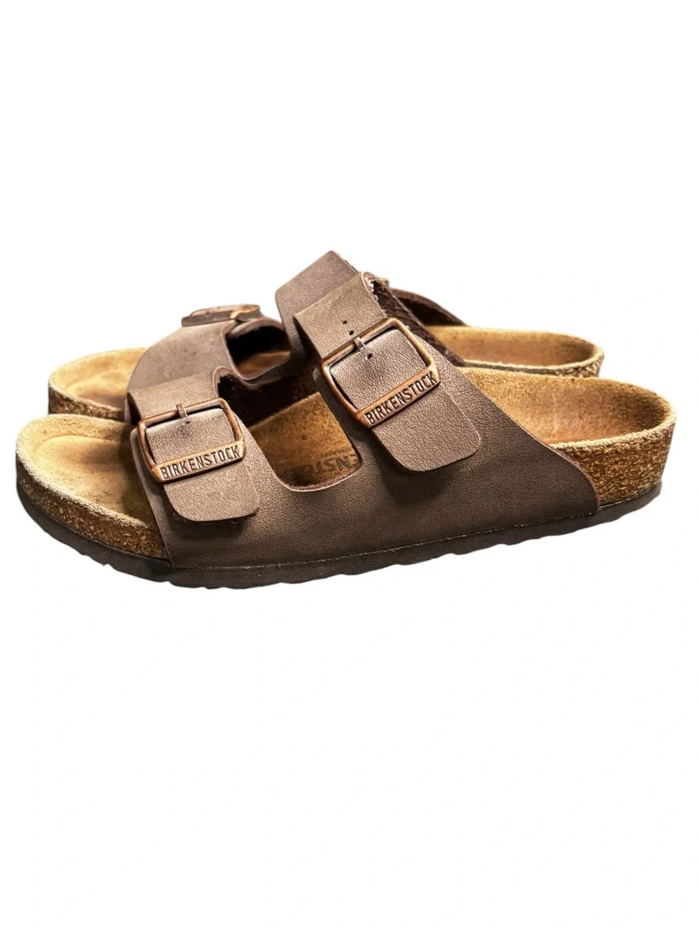 Birkenstock Kids' Arizona Nubuck Slide Sandals Leather Brown Size 31- 13-13.5